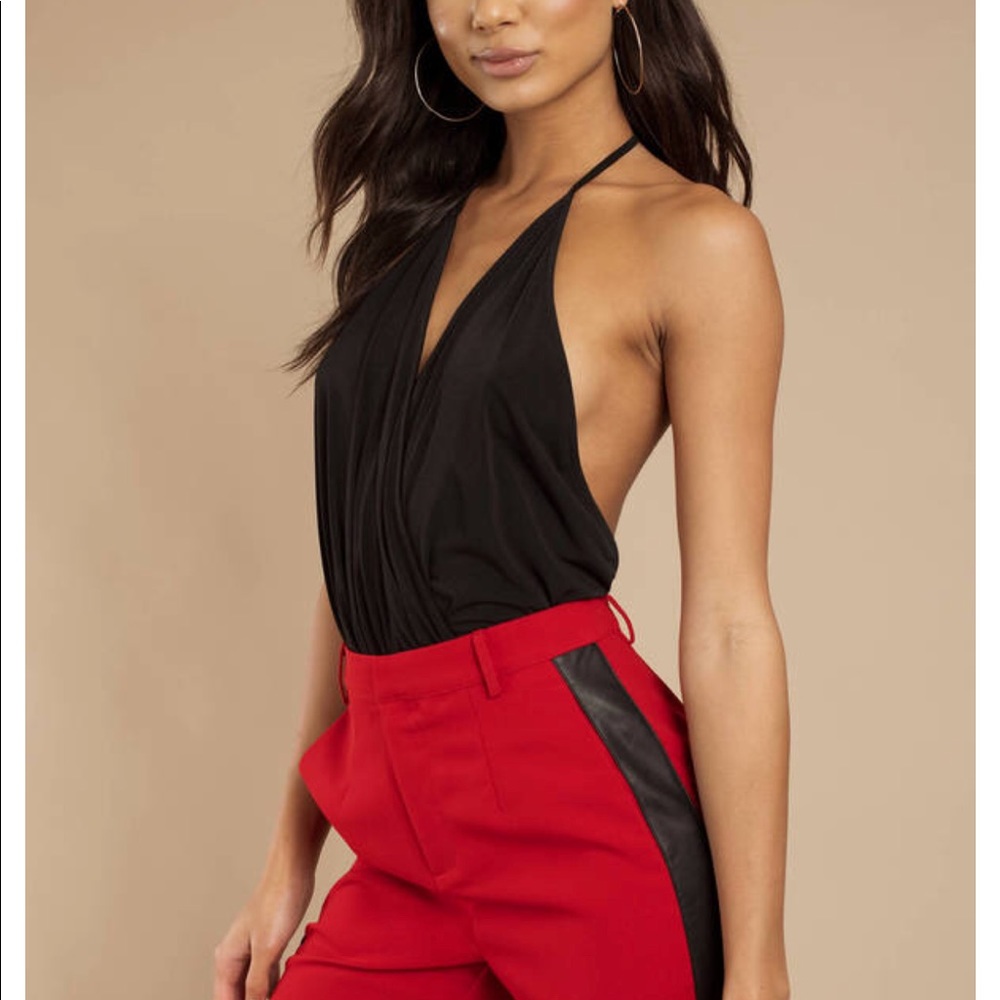 Backless, deep V bodysuit
